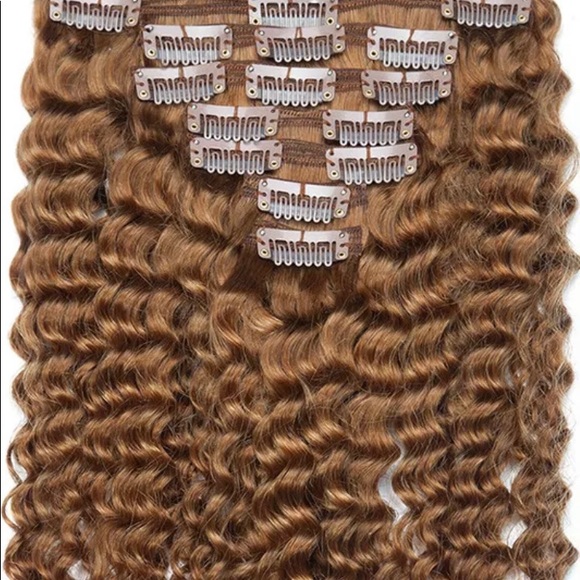Clip-In Remy Human Hair Extensions Curly Auburn
